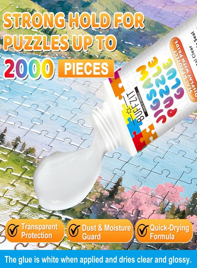BUFFZIT Jigsaw Puzzle Glue Clear - Puzzle Sealer Kit for Adults & Kids, Non-Toxic, Quick-Dry, Water-Soluble, Transparent Puzzle Adhesive, Preserves Completed Paper, Wood, Photo & Diamond Puzzles, 100ml/3.4oz - Image 2